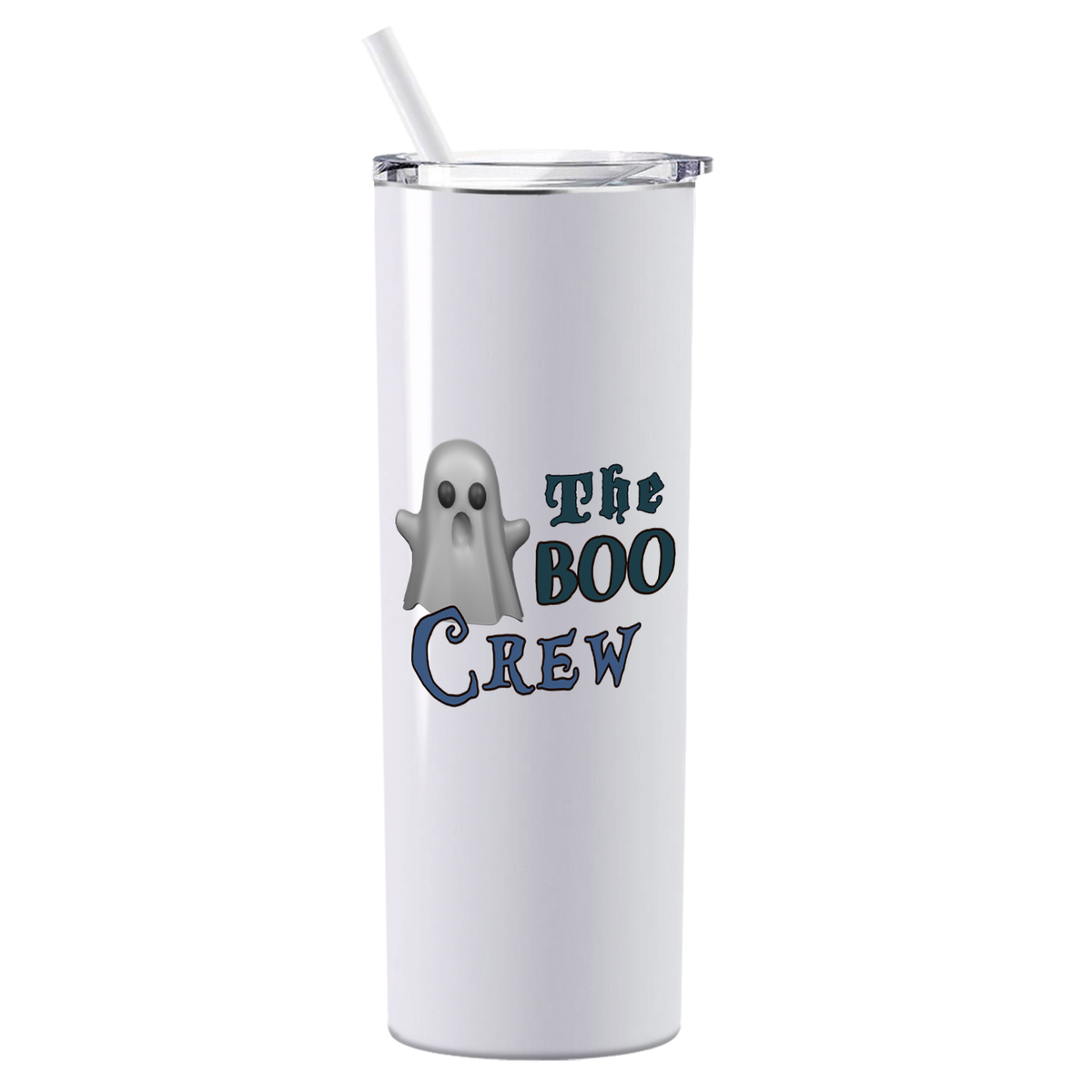 Personalized The Boo Crew on White 20oz Halloween Skinny Tumbler