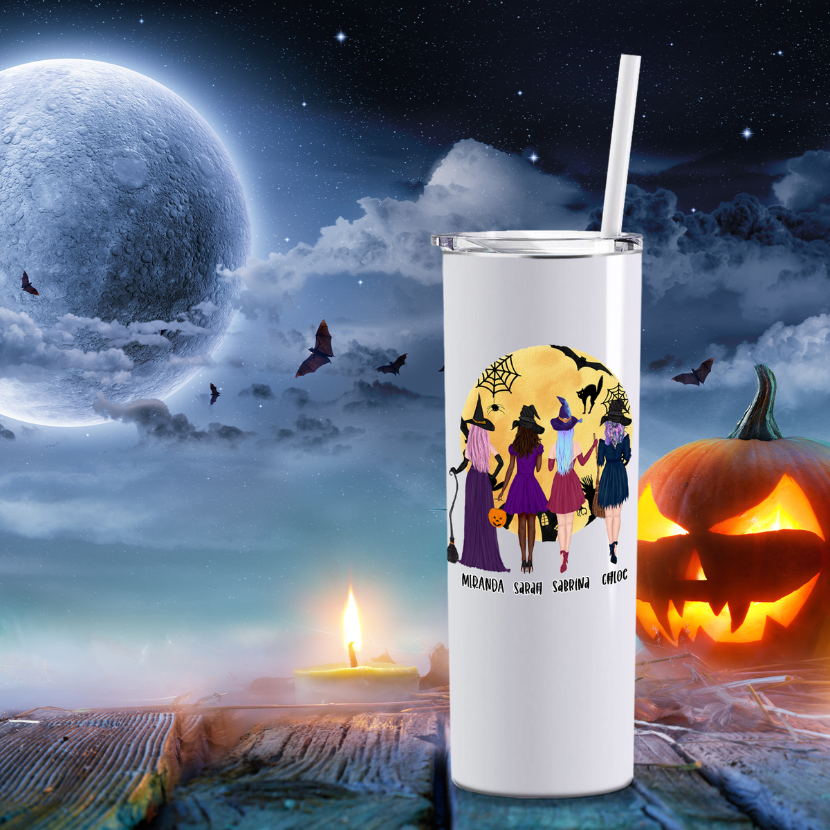 Personalized The Boo Crew on White 20oz Halloween Skinny Tumbler