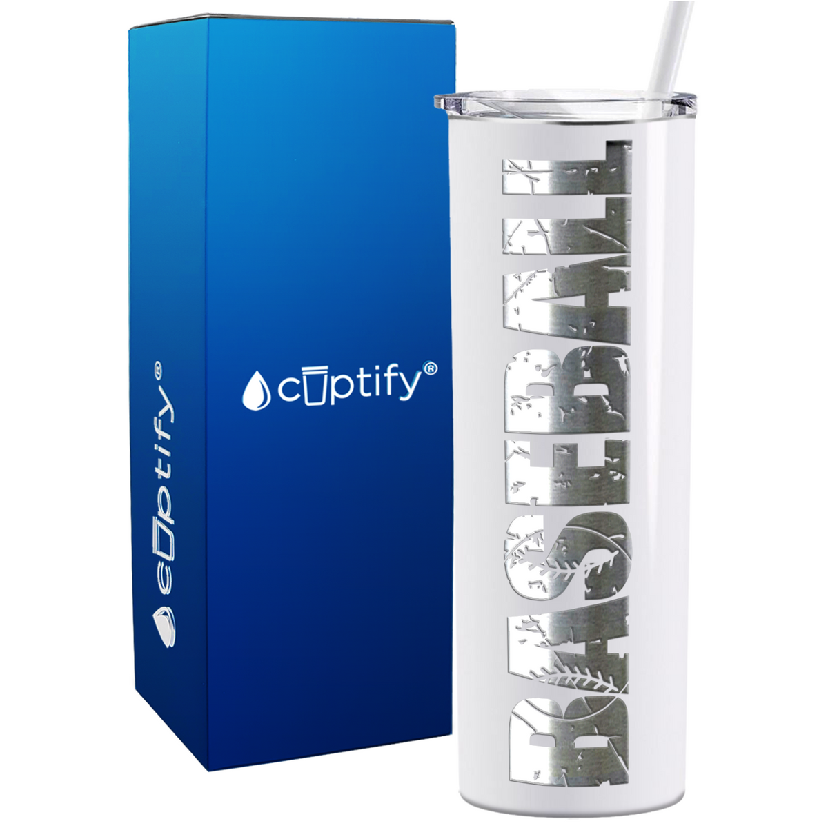 Baseball on 20oz Skinny Stainless Steel Tumbler