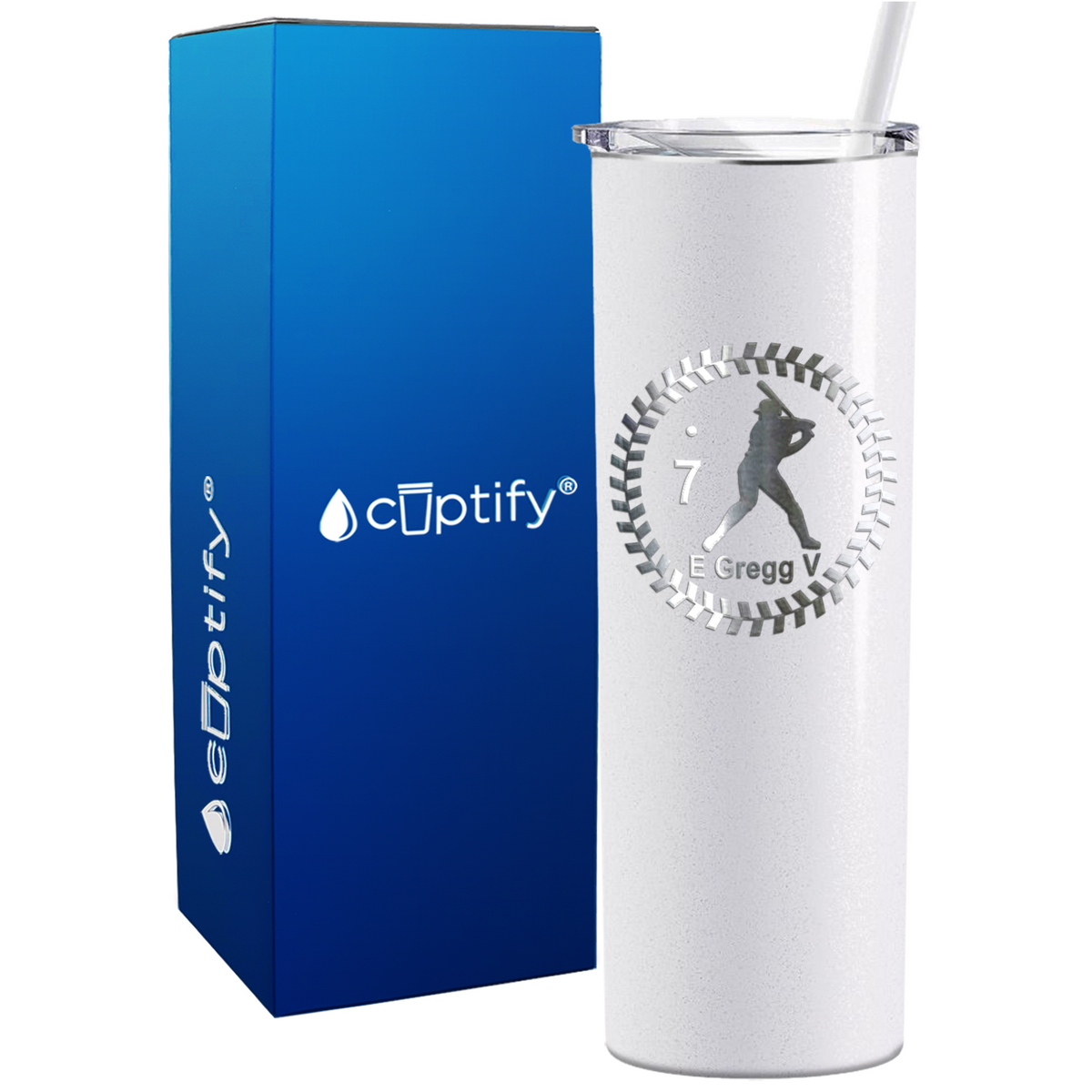 Baseball Player Personalized 20oz Skinny Tumbler