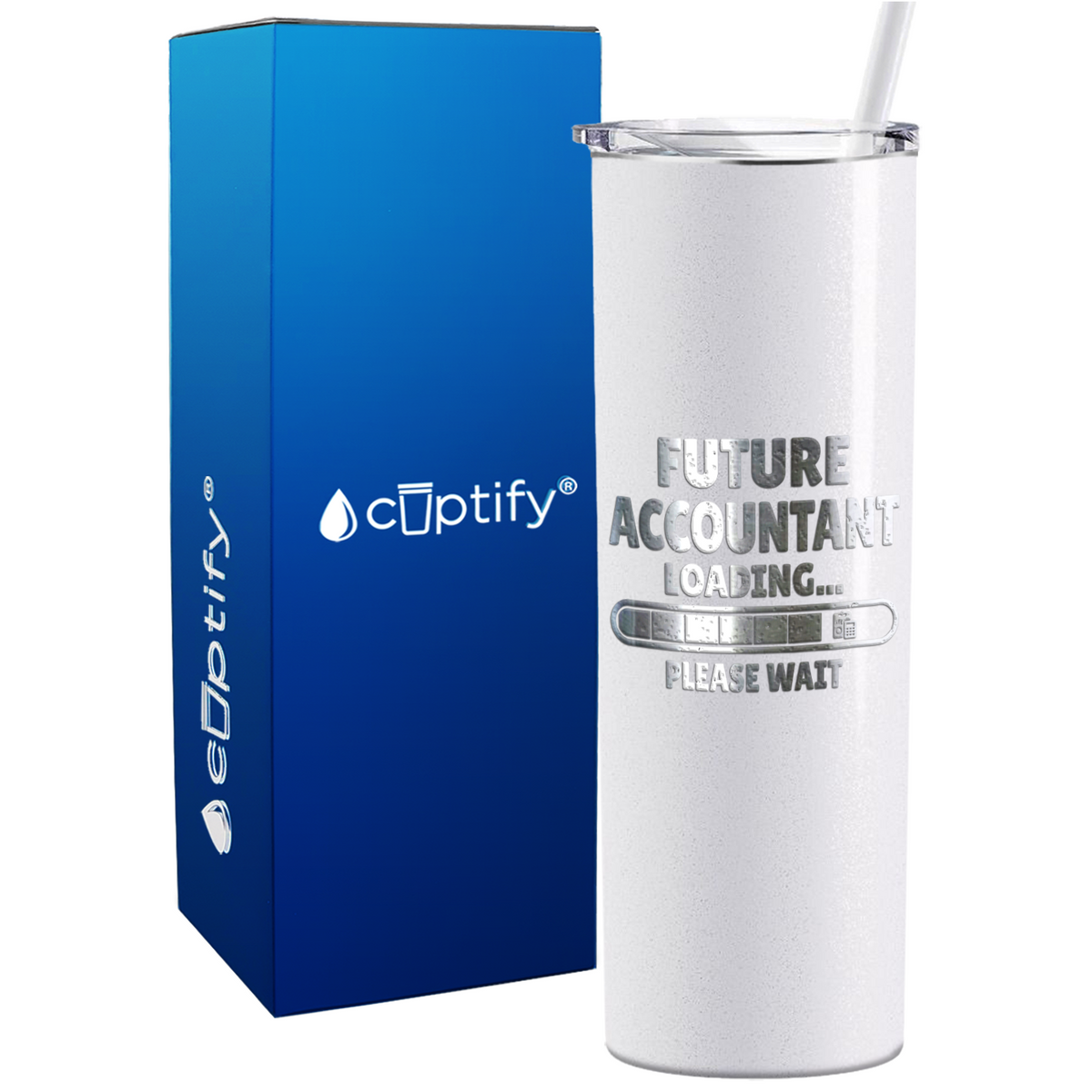 Future Accountant Loading on 20oz Skinny Stainless Steel Tumbler