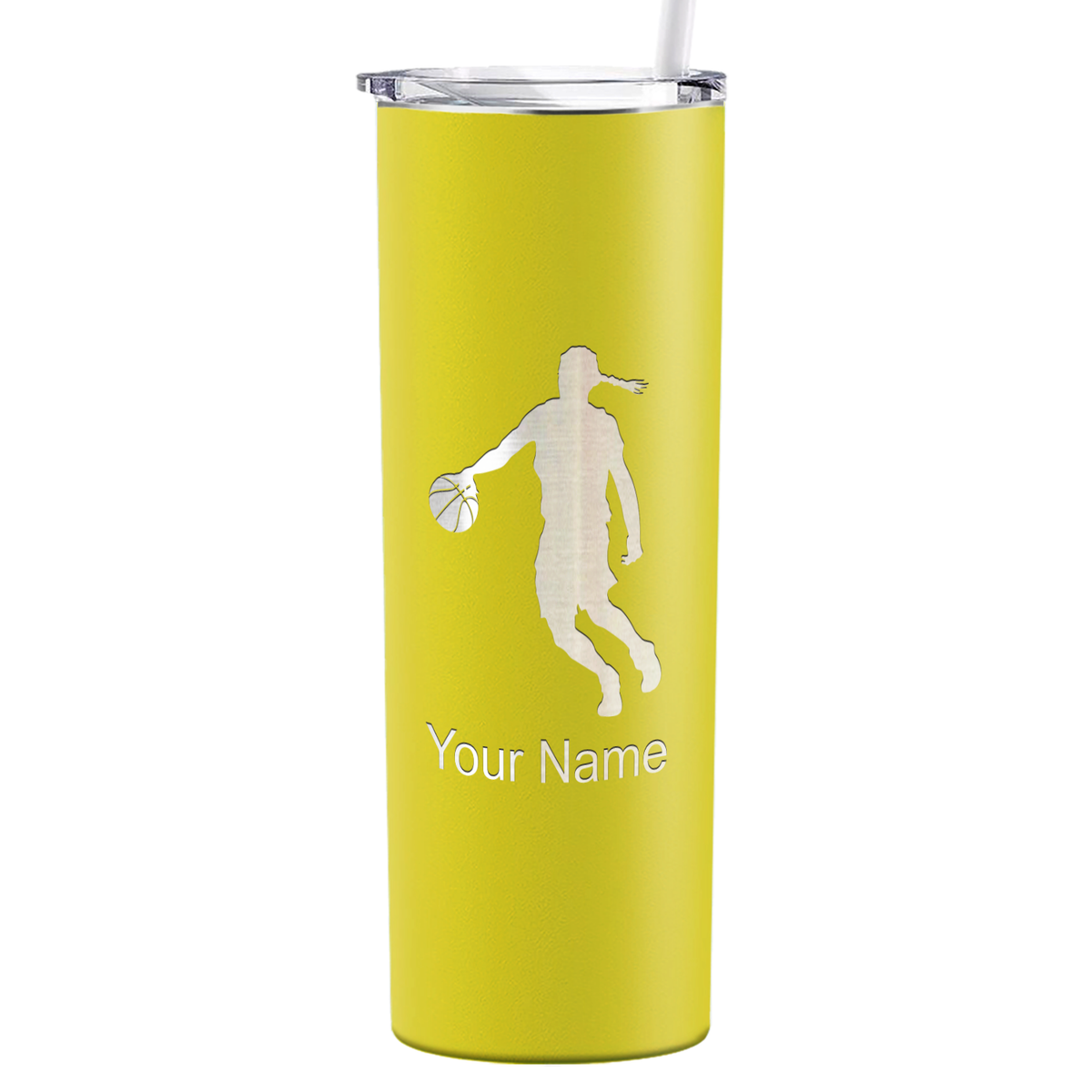 Personalized Basketball Girl Player Silhouette on 20oz Skinny Tumbler