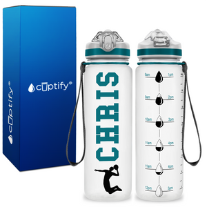 Personalized Male Volleyball Player on 20 oz Motivational Tracking Water Bottle