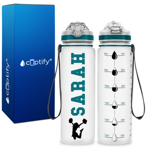 Personalized Cheerleader on 20 oz Motivational Tracking Water Bottle