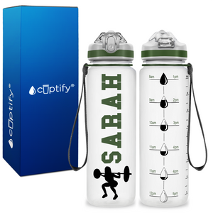 Personalized Female Weightlifting on 20 oz Motivational Tracking Water Bottle