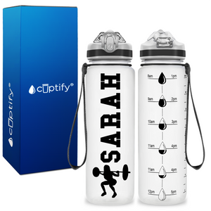 Personalized Female Weightlifting on 20 oz Motivational Tracking Water Bottle