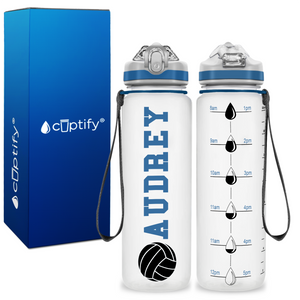 Personalized Volleyball Silhouette on 20 oz Motivational Tracking Water Bottle