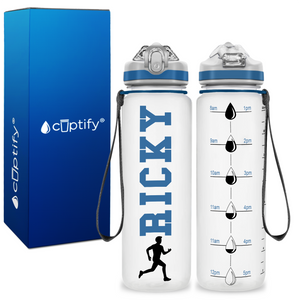 Personalized Male Running on 20 oz Motivational Tracking Water Bottle