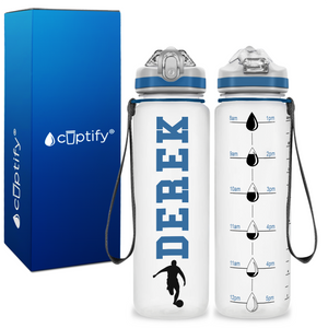 Personalized Soccer Player on 20 oz Motivational Tracking Water Bottle