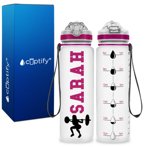 Personalized Female Weightlifting on 20 oz Motivational Tracking Water Bottle