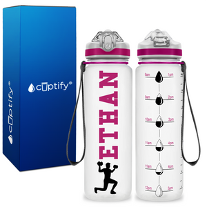 Personalized Male Lifting Weights on 20 oz Motivational Tracking Water Bottle