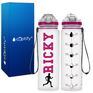 Personalized Male Running on 20 oz Motivational Tracking Water Bottle
