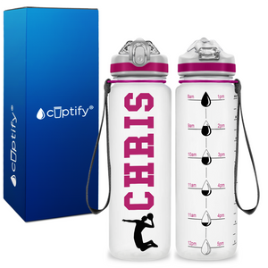 Personalized Male Volleyball Player on 20 oz Motivational Tracking Water Bottle