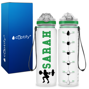 Personalized Female Weightlifting on 20 oz Motivational Tracking Water Bottle