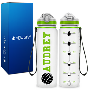 Personalized Volleyball Silhouette on 20 oz Motivational Tracking Water Bottle