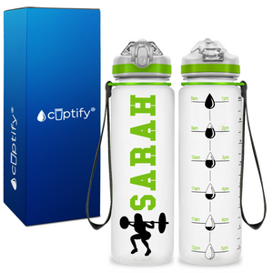 Personalized Female Weightlifting on 20 oz Motivational Tracking Water Bottle