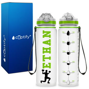 Personalized Male Lifting Weights on 20 oz Motivational Tracking Water Bottle