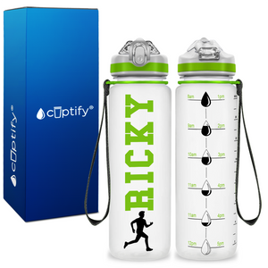 Personalized Male Running on 20 oz Motivational Tracking Water Bottle