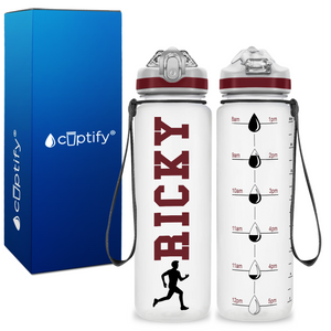 Personalized Male Running on 20 oz Motivational Tracking Water Bottle