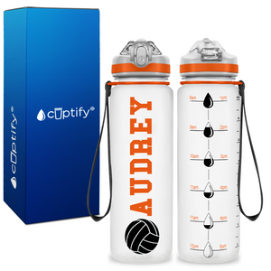 Personalized Volleyball Silhouette on 20 oz Motivational Tracking Water Bottle