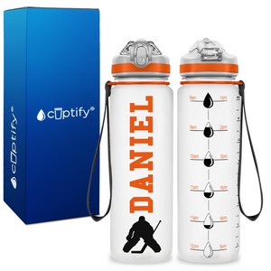 Personalized Ice Hockey Goalie on 20 oz Motivational Tracking Water Bottle