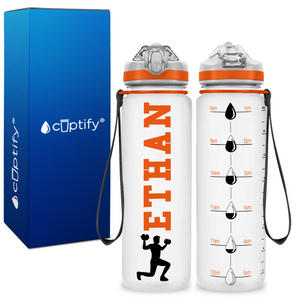 Personalized Male Lifting Weights on 20 oz Motivational Tracking Water Bottle