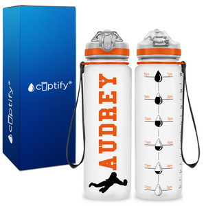 Personalized Female Volleyball Player on 20 oz Motivational Tracking Water Bottle