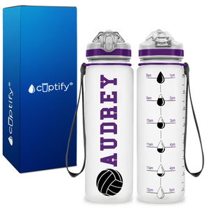 Personalized Volleyball Silhouette on 20 oz Motivational Tracking Water Bottle
