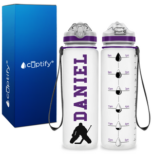 Personalized Ice Hockey Goalie on 20 oz Motivational Tracking Water Bottle