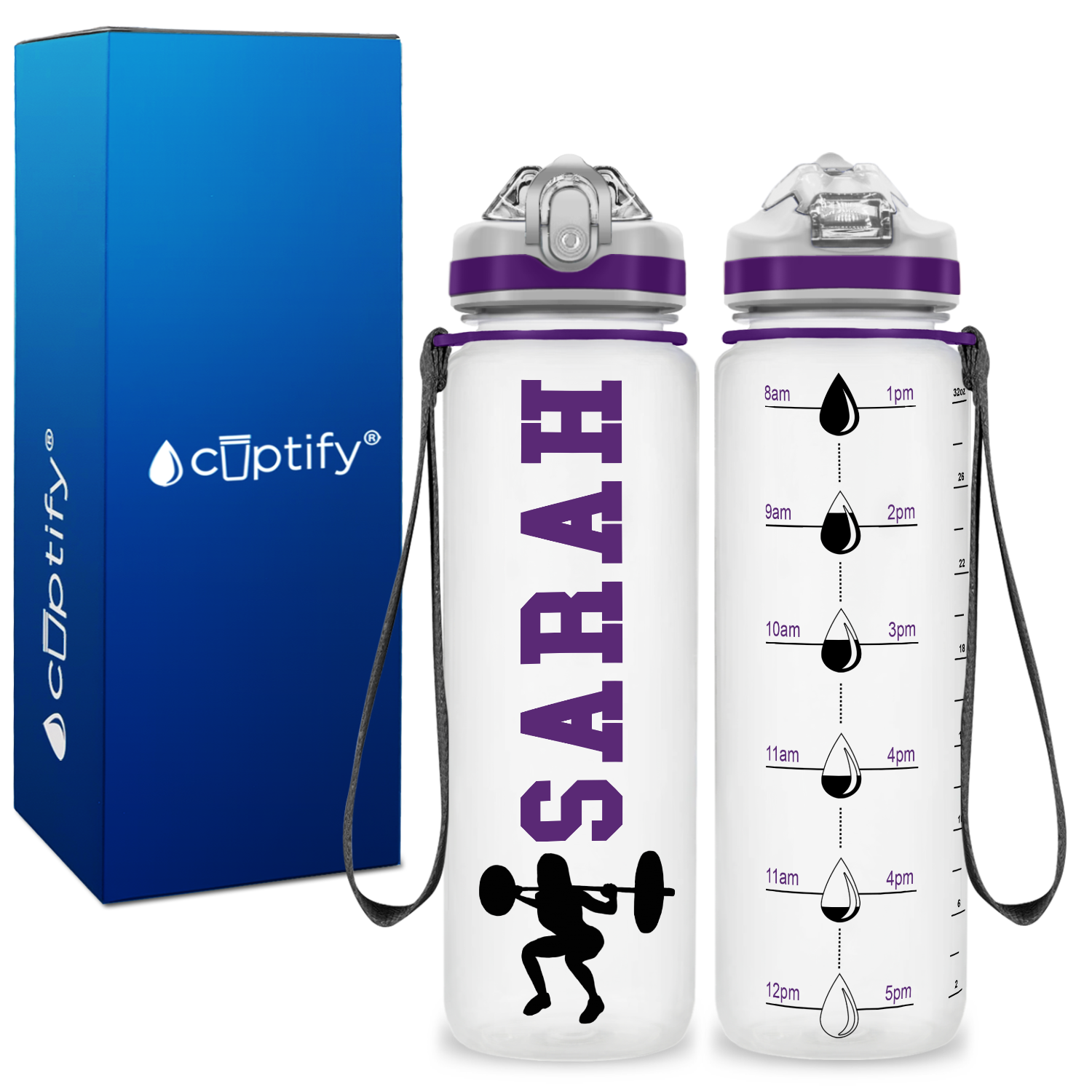 Personalized Female Weightlifting on 20 oz Motivational Tracking Water Bottle