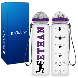 Personalized Male Lifting Weights on 20 oz Motivational Tracking Water Bottle