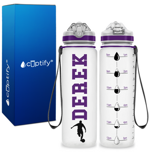 Personalized Soccer Player on 20 oz Motivational Tracking Water Bottle