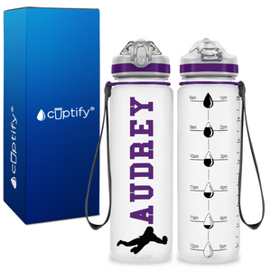 Personalized Female Volleyball Player on 20 oz Motivational Tracking Water Bottle