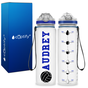 Personalized Volleyball Silhouette on 20 oz Motivational Tracking Water Bottle