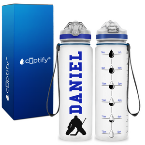 Personalized Ice Hockey Goalie on 20 oz Motivational Tracking Water Bottle