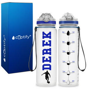 Personalized Soccer Player on 20 oz Motivational Tracking Water Bottle