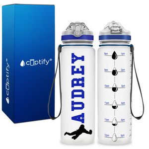 Personalized Female Volleyball Player on 20 oz Motivational Tracking Water Bottle