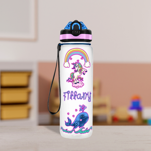 Unicorn Narwhal Love Personalized Kids Bottle with Straw 20oz Tritan™ Water Bottle