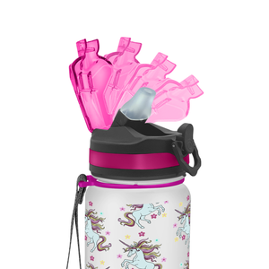 Unicorns with Cute Flowers Personalized Kids Bottle with Straw 20oz Tritan™ Water Bottle