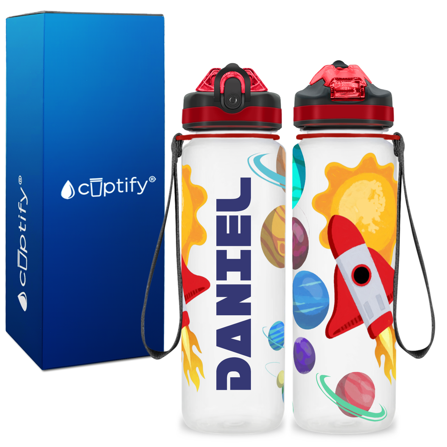 Rocket in Space Personalized Kids Bottle with Straw 20oz Tritan™ Water Bottle