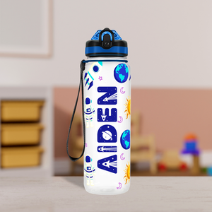 Space Astronauts Personalized Kids Bottle with Straw 20oz Tritan™ Water Bottle