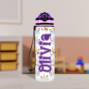 Unicorn Glasses Personalized Kids Bottle with Straw 20oz Tritan™ Water Bottle