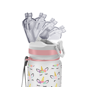 Unicorn Head Flowers and Hearts Personalized Kids Bottle with Straw 20oz Tritan™ Water Bottle