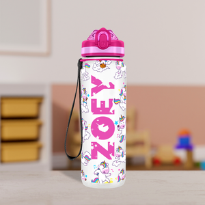 Happy Unicorn Personalized Kids Bottle with Straw 20oz Tritan™ Water Bottle