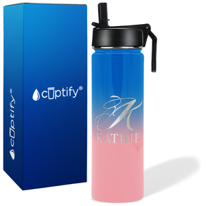 Personalized Script Initial and Name on 24oz Wide Mouth Bottle