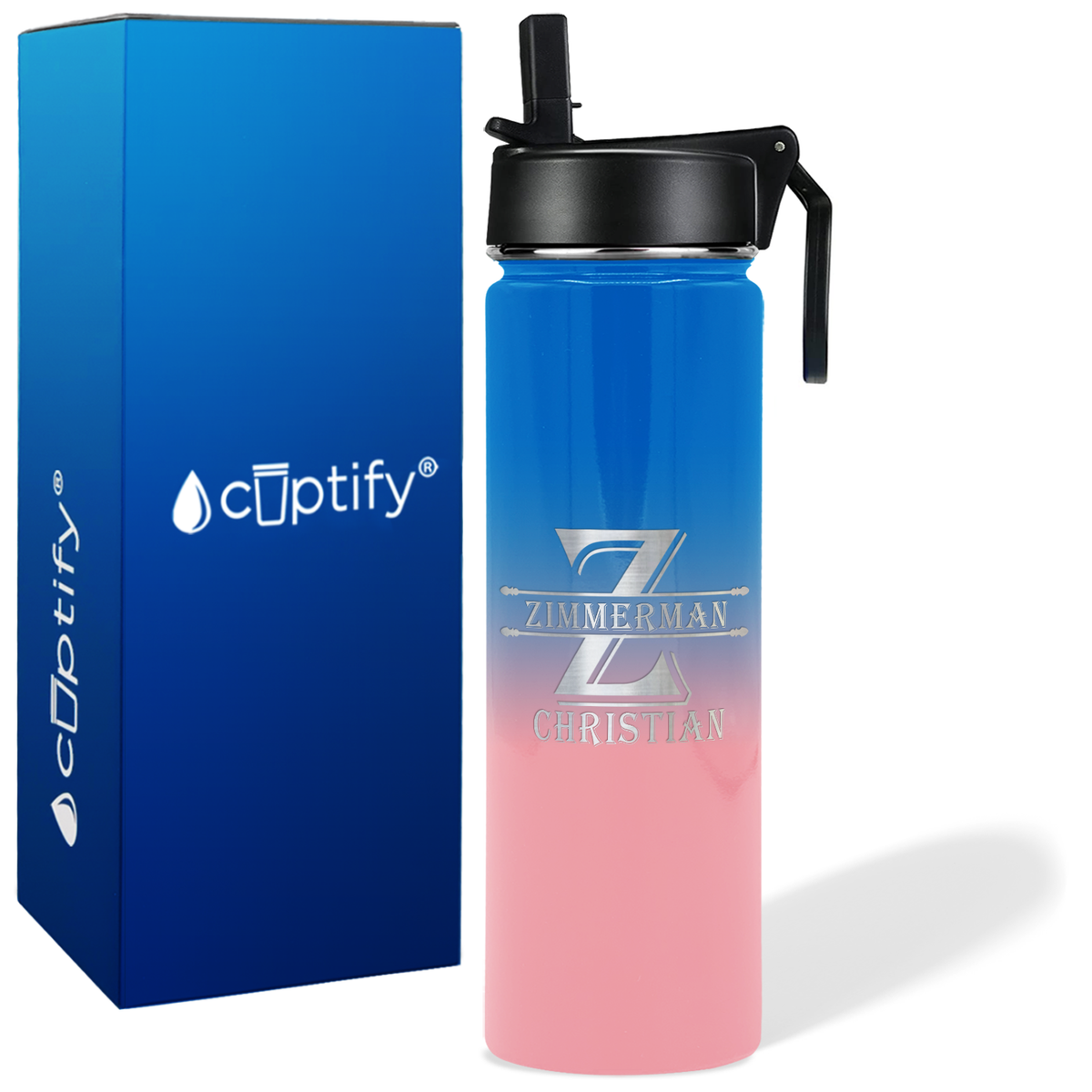 Personalized Initial Block on 24oz Wide Mouth Bottle