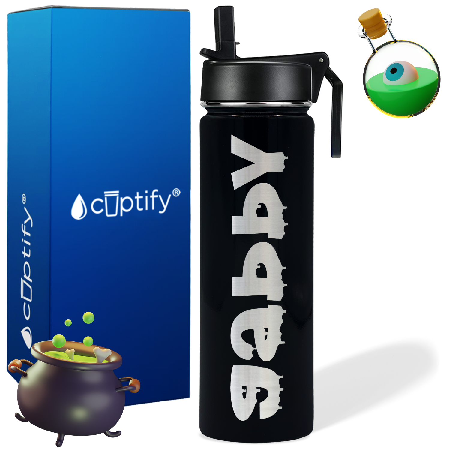 Personalized Haunted Halloween Font on 24oz Wide Mouth