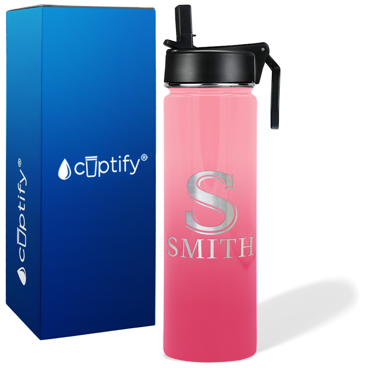 Personalized Monogram Initial and Name on 24oz Wide Mouth Bottle