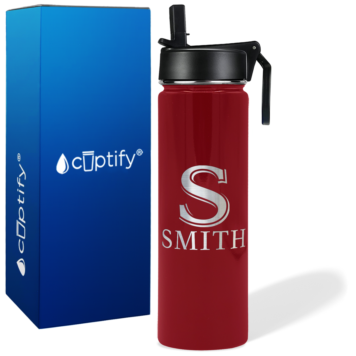 Personalized Monogram Initial and Name on 24oz Wide Mouth Bottle