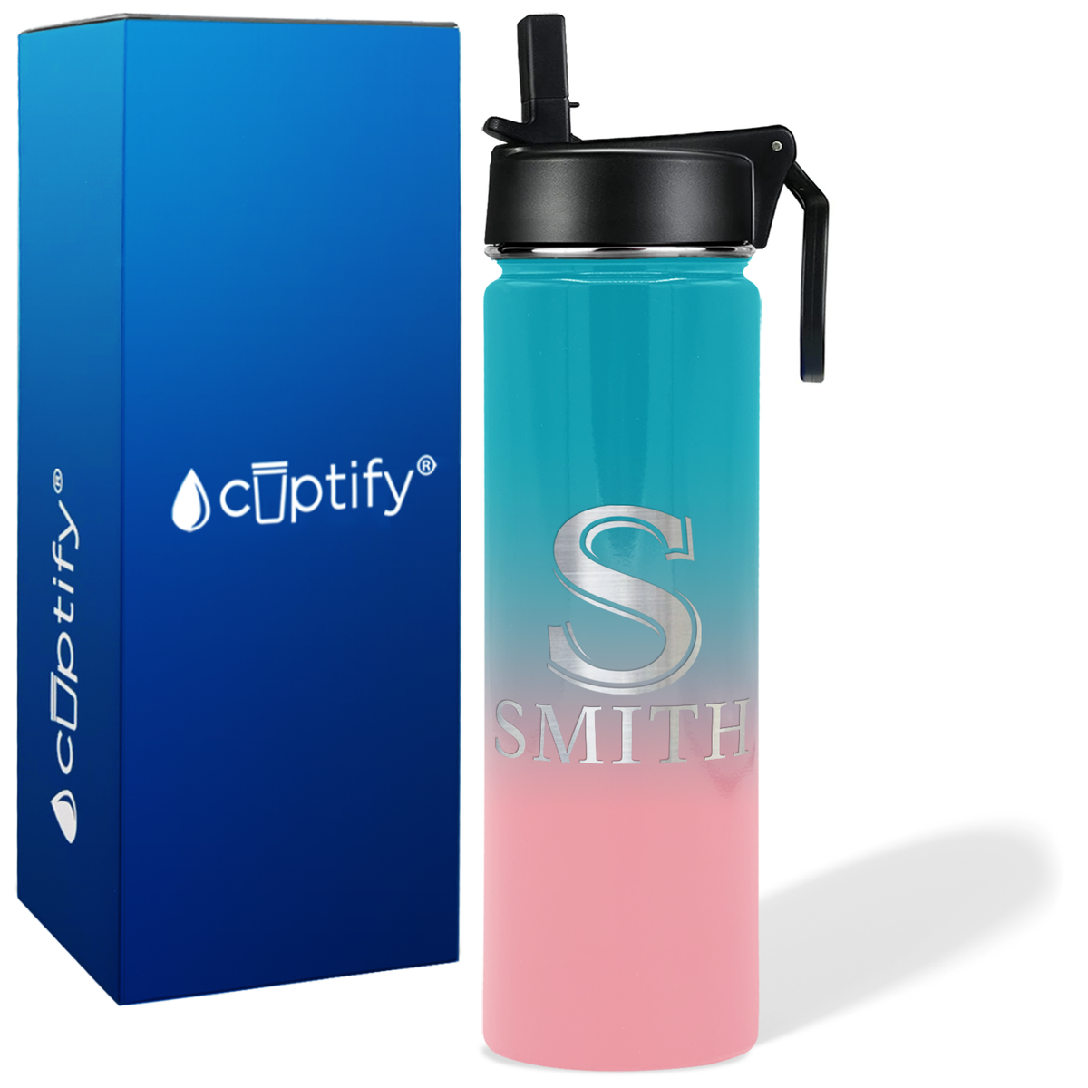 Personalized Monogram Initial and Name on 24oz Wide Mouth Bottle